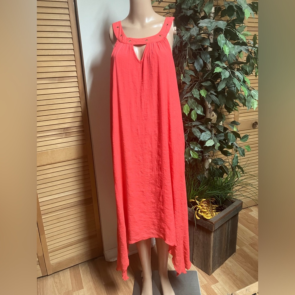 Coral Sleeveless Maxi Dress